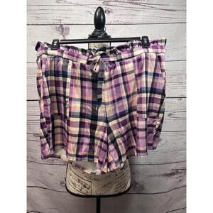 Torrid Size 1X Pink Soft Plaid Shorts‎ Elastic Waistband Tie Belt